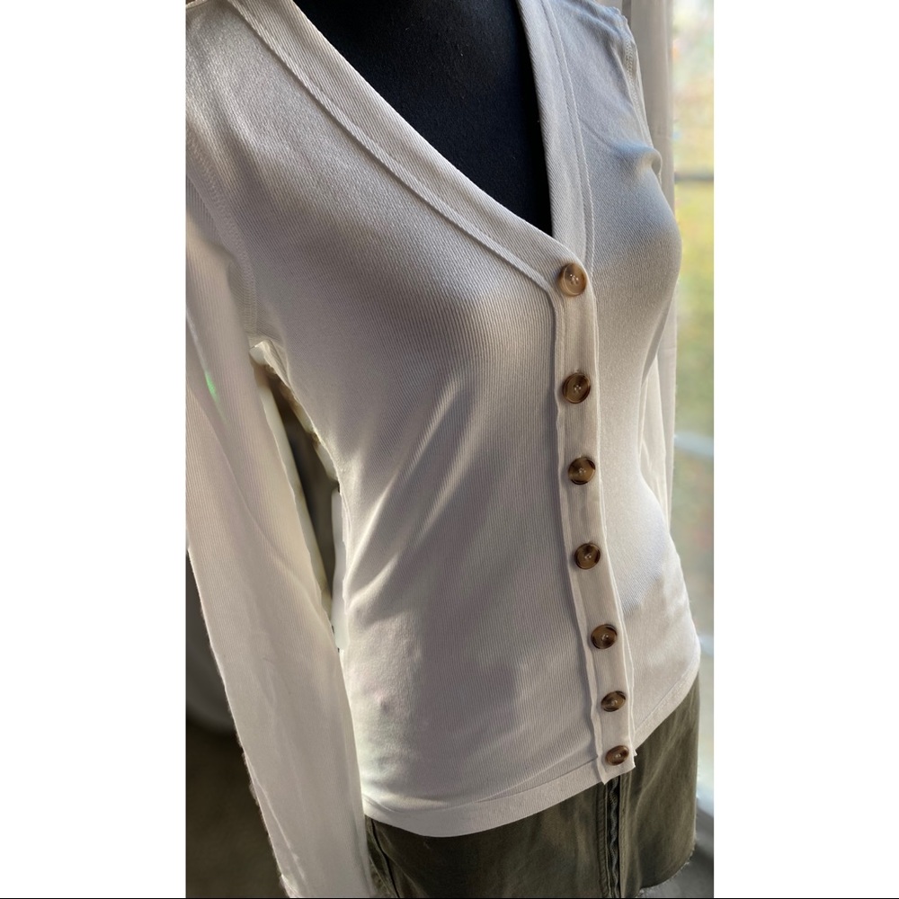 Buttoned Down Cardigan Top -White